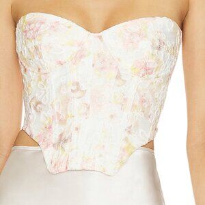 🌸 Lila Bardot Floral Lace Bustier Top - XL 🌸